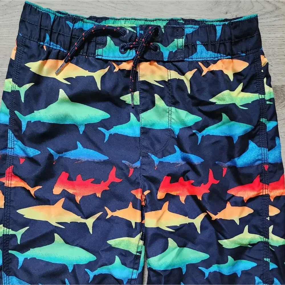Gap Kids Boy's Multi-Color Shark Graphic Swimwear Swim Trunks Medium M 8